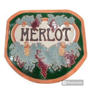 Cindy Wallace 1996  Napa Artist Merlot Wine Clay Pottery Plaque